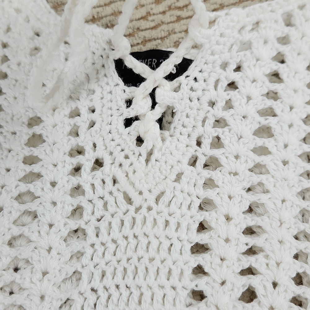 White Crochet Women's Top, Small - Picture 2 of 4